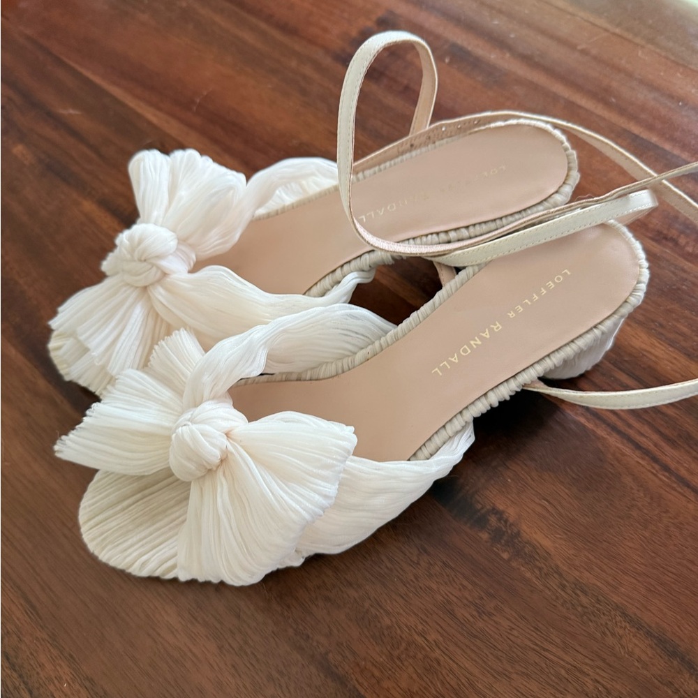 Loeffler Randall Dahlia Pearl Pleated Bow Heels- Size 8.5 - Picture 2 of 7